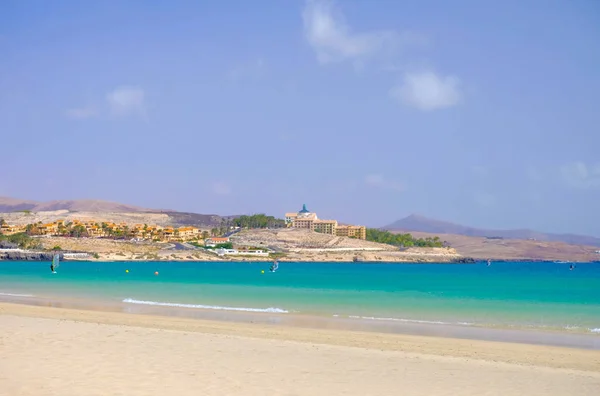 Sahil Costa Calma Fuerteventura üzerinde resortlarla, Kanarya Adaları.