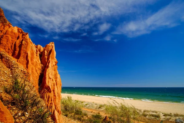 Vista sulla bellissima spiaggia Praia da Rocha Baixinha Nascente — Foto Stock