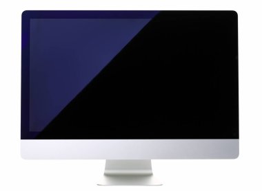 Beyaz arka plan üzerinde izole gümüş siyah monoblok pc portre