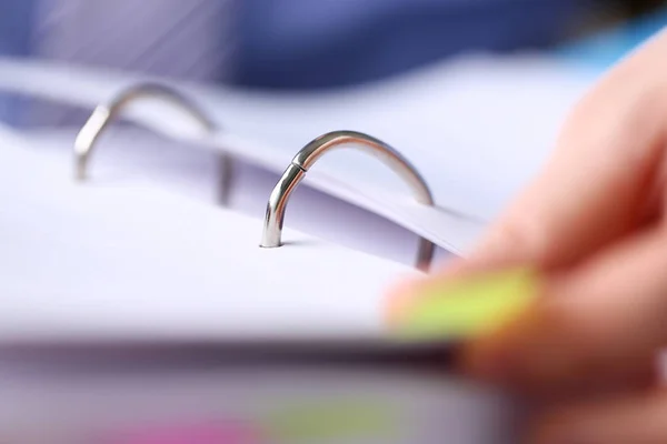 File binder fastener with pile of papers clipped inside — Stock Photo, Image