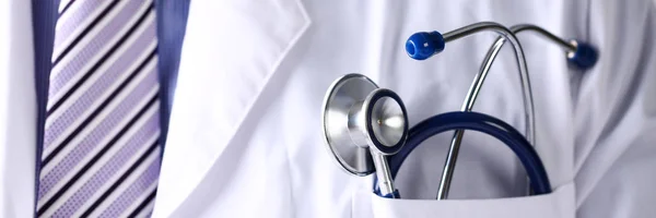 Doctor chest with stethoscope in pocket closeup — Stock Photo, Image