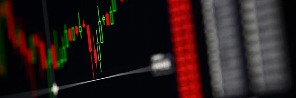 O close up do mercado de ações internacional licita o indicador de gráfico — Fotografia de Stock
