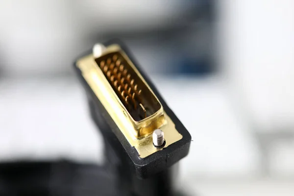 황금 핀으로 연결 된 남성 dvi 커넥터 — 스톡 사진