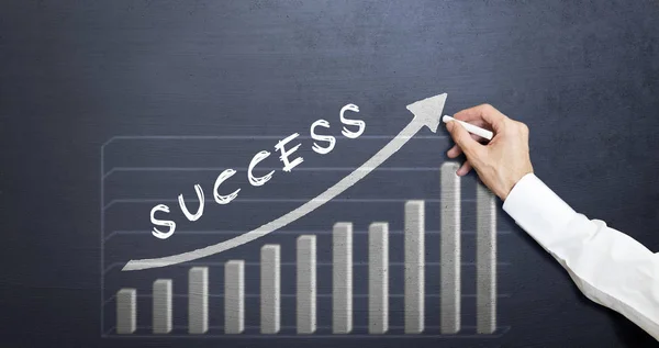 Hand Mark Success Graphic Chalk Blackboard — Stock Photo, Image