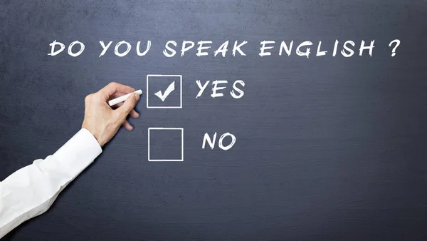 do you speak english concept man marking yes option