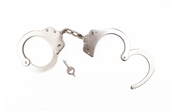 beyaz izole metal kelepçe