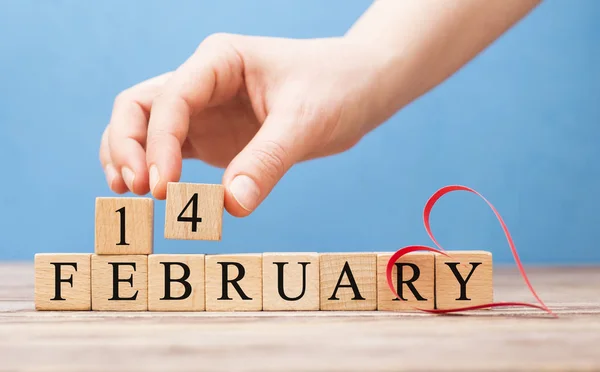 Fondo Del Día San Valentín Mensaje Saludo Con Cubos Forma —  Fotos de Stock