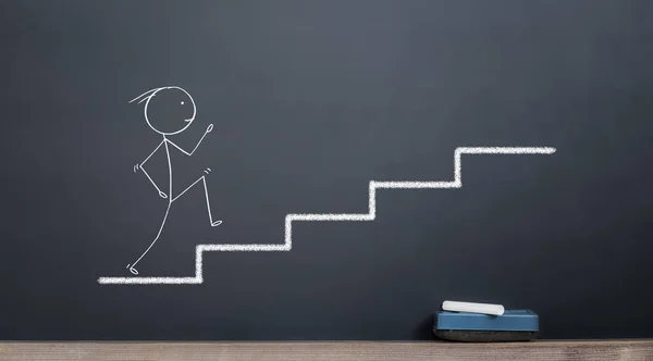 iş hayatına başlamak kavramı, merdivenlerden çöp adam