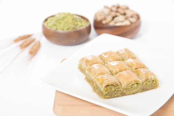 Turkish pistachio baklava slice — стоковое фото