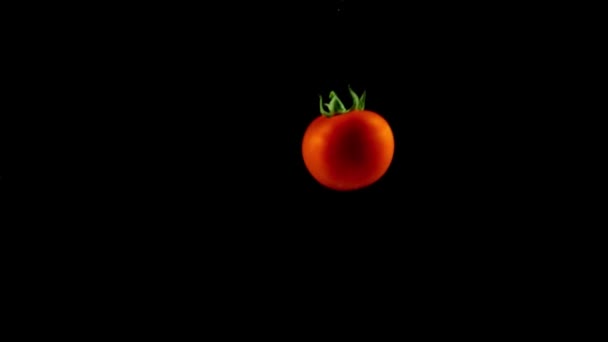 西红柿在水中缓慢运动从上面掉下来 — 图库视频影像
