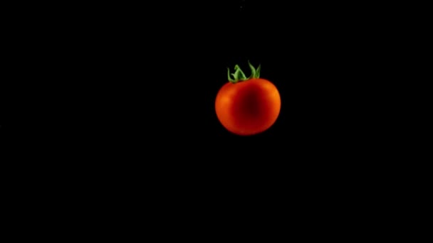 Tomaten Die Van Bovenaf Vallen Slow Motion Het Water — Stockvideo