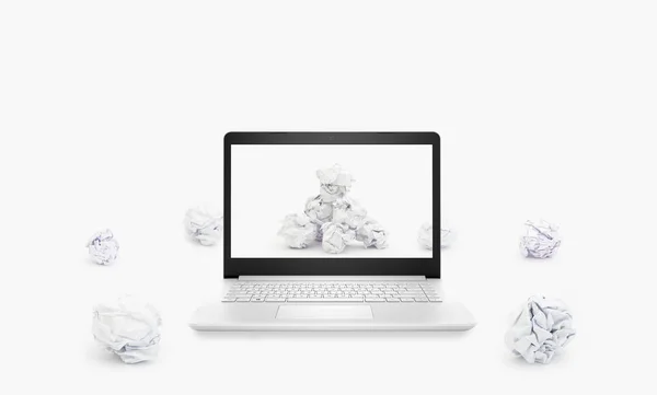 Crumpled paper balls carry out through the screen — Stock Photo, Image