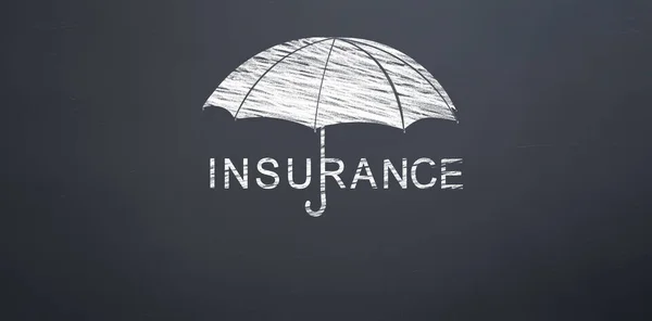 Onder de paraplu schrijven van de woord verzekering — Stockfoto