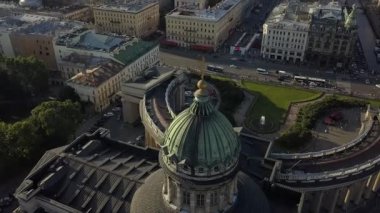 Kazan Katedrali Saint Petersburg Merkezi şehirde üzerinde güzel havadan görünümü.