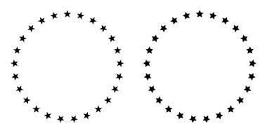 Circle frame made of stars. Decorative round border with star pattern. Simple geometric shape for design, celebration, holiday, award, certificate, banner, decoration