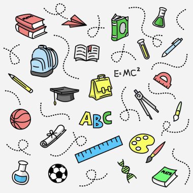 Eğitim eğitimi için tapılası Doodle etiketi tema vektörü