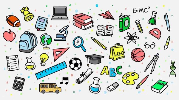 Okula geri dön karalama sanat çizgisi arka plan vektörü izole edildi