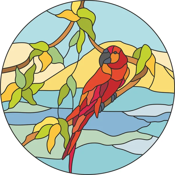 Parrot Stained Glass Red — Stock Vector