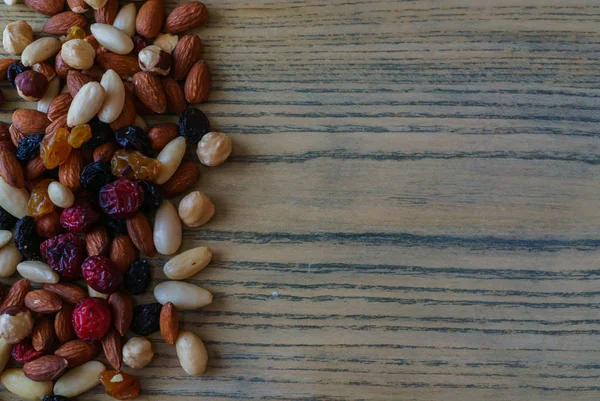 A healthy organic trail mix of almonds, raisins, cranberries, and other various nutrition