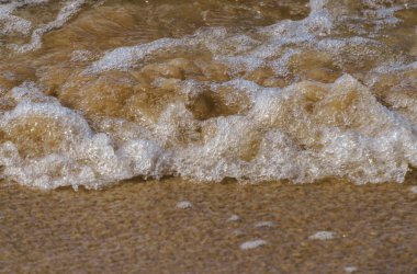 Köpük dalgaları ile Baltık Denizi'nin vahşi sahil.