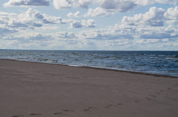 Wild seashore of the Baltic Sea with foam waves. — Stock Photo, Image