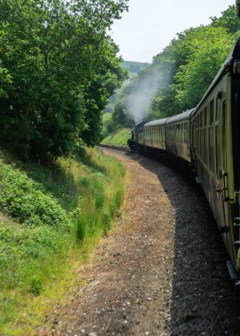 İstasyona giden eski buharlı tren.