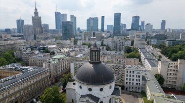 Warsaw from above  a dynamic city where modern skyscrapers rise beside historic streets, blending tradition and innovation in the heart of Poland.