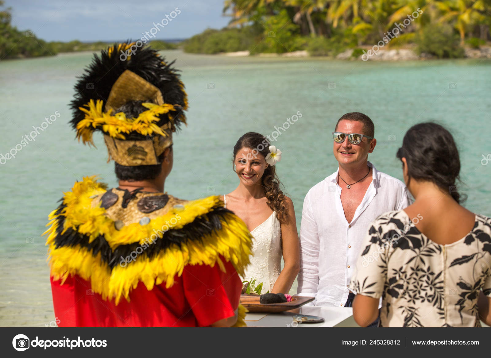 Traditional Polynesian Wedding Bora Bora Gorgeous Bride Handsome - Main Image