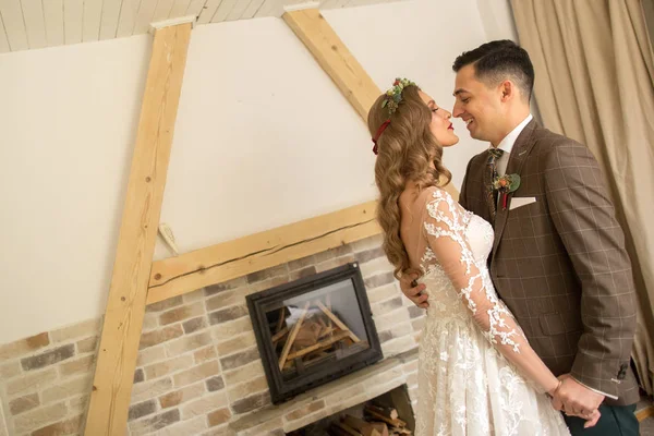 First Meeting Bride Groom Hotel Wedding Day — Stock Photo, Image