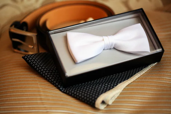 Close White Bow Tie — Stock Photo, Image