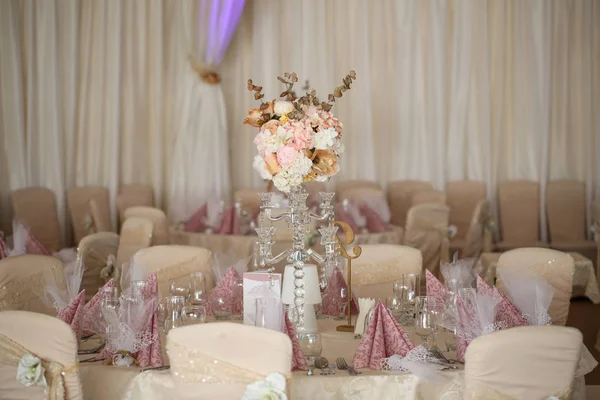 Hermosa Decoración Boda Restaurante — Foto de Stock