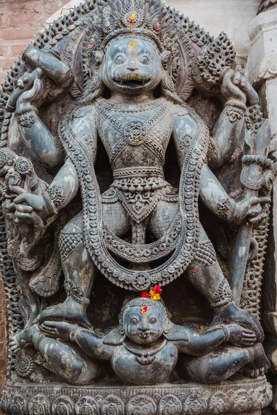 Antigua Escultura Tallada Piedra Histórica Colocada Plaza Bhaktapur Durbar Nepal — Foto de Stock