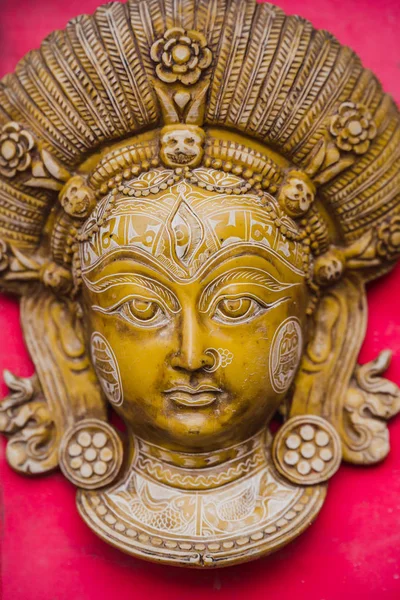 Masques Sculptures Traditionnels Bois Népalais Fabriqués Main Vendre Dans Site — Photo