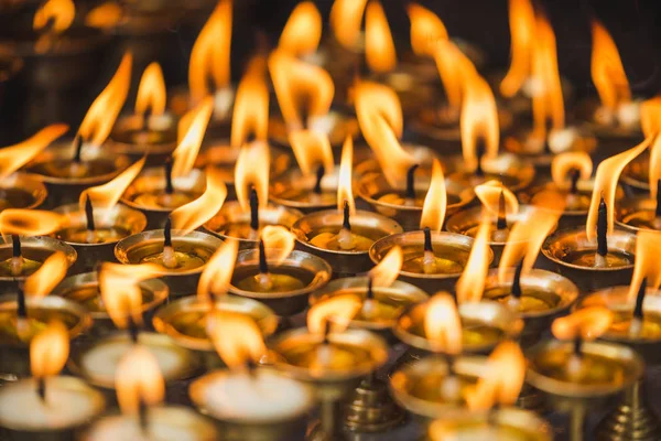 Veel Boter Lampen Branden Samen Tempel Van Kathmandu Nepal — Stockfoto