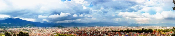 Panorama Luftaufnahme Von Kathmandu Stadt Mit Himalaya Stadt Der Tempel — Stockfoto
