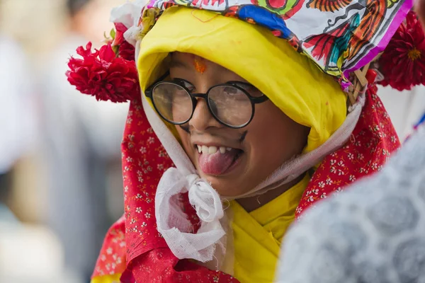 Катманду Непал Серпень 2018 Люди Святкують Gaijatra Festival Свято Відзначається — стокове фото