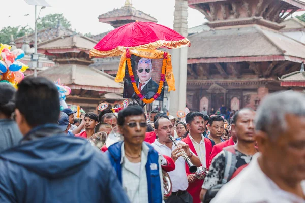 Катманду Непал Августа 2018 Года Люди Празднуют Праздник Гайятра Фестиваль — стоковое фото
