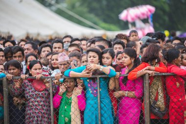 Katmandu, Nepal - Eylül 3, 2018: Gaura Festivali özellikle çoğu Orta-Batı içinde ikamet eden Hindu halklar tarafından kutlanan ve Gaura Parva Nepal.The Festivali, uzak batı parçasıdır aslında Tanrıça Gaura düğün törenleri bir