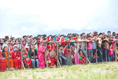 Katmandu, Nepal - Eylül 3, 2018: Gaura Festivali özellikle çoğu Orta-Batı içinde ikamet eden Hindu halklar tarafından kutlanan ve Gaura Parva Nepal.The Festivali, uzak batı parçasıdır aslında Tanrıça Gaura düğün törenleri bir