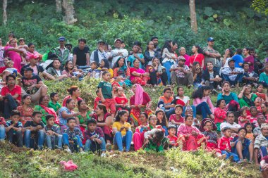 Katmandu Nepal farklı yerlerinden Nepal.Lakhes Machhegaun Lakhe dans festivali düzenlenen Katmandu, Nepal - 15 Eylül 2018:Nepalese seyreden bu festival performans. Lakhe bir iblis Nepalce Culture.Lakhe dans çoğu p olduğunu