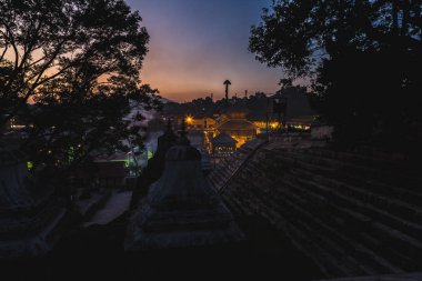 Katmandu, Nepal - 8 Ekim, 2018:View Night.It, Pashupatinath Tapınağı dünyanın en kutsal hindu tapınağı biridir.