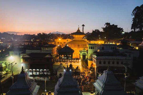 Night でパシュパティナート寺院のカトマンズ ネパール 2018 View は世界で最も神聖なヒンズー教の寺院の一つ — ストック写真