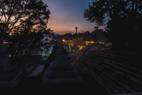 Kathmandu Nepal Okt 2018 View Van Pashupatinath Tempel Night Één — Stockfoto