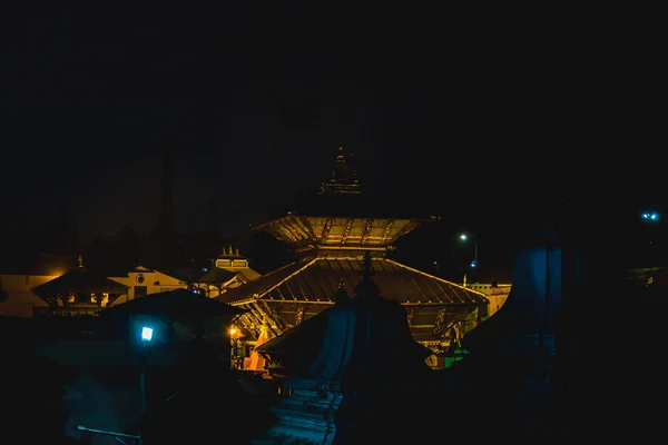 Katmandú Nepal Oct 2018 Vista Del Templo Pashupatinath Por Noche — Foto de Stock