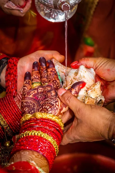 Detalles Boda Hindú Boda Ceremony Hindu Boda Rituales —  Fotos de Stock