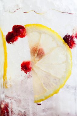 limon ve nar tohumları bir beyaz taş tablo ile alkollü içki ve nane ve bar aksesuarları ile gri arka plan yenileme