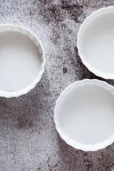 Ceramic Molds Baking Tartlets Gray Stone Table — Stock Photo, Image