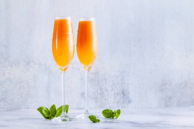 Yaz alkollü meyve gözlük için şampanya iç. mermer masaya. buz ile. kokteyl serinletici