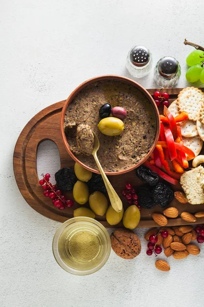Vorspeise Aus Oliven Zum Aperitif Gesunde Vegane Pastete Auf Dem — Stockfoto