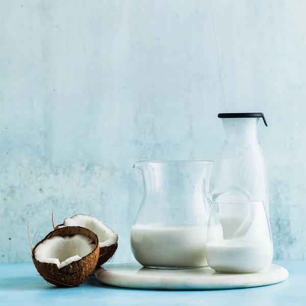 Lait Coco Naturel Fait Maison Dans Bocal Verre Bocal Verre — Photo